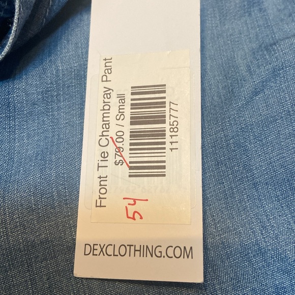 DEX Size S NWT 100% Tencel Light Weight Front Tie Chambray Pant - Picture 4 of 11